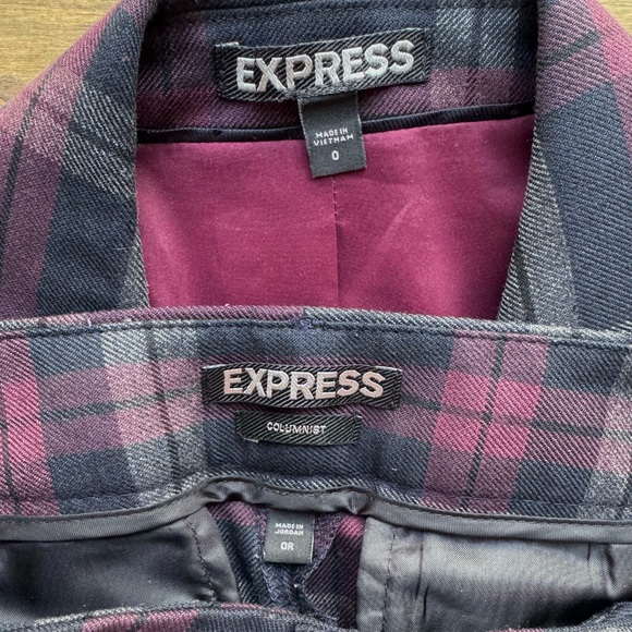 Express business pants suit jacket Columnist plaid 0 - Picture 6 of 10
